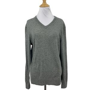 Club Monaco Sweater Womens M Medium Gray Heather Cashmere Knit V Neck Pullover